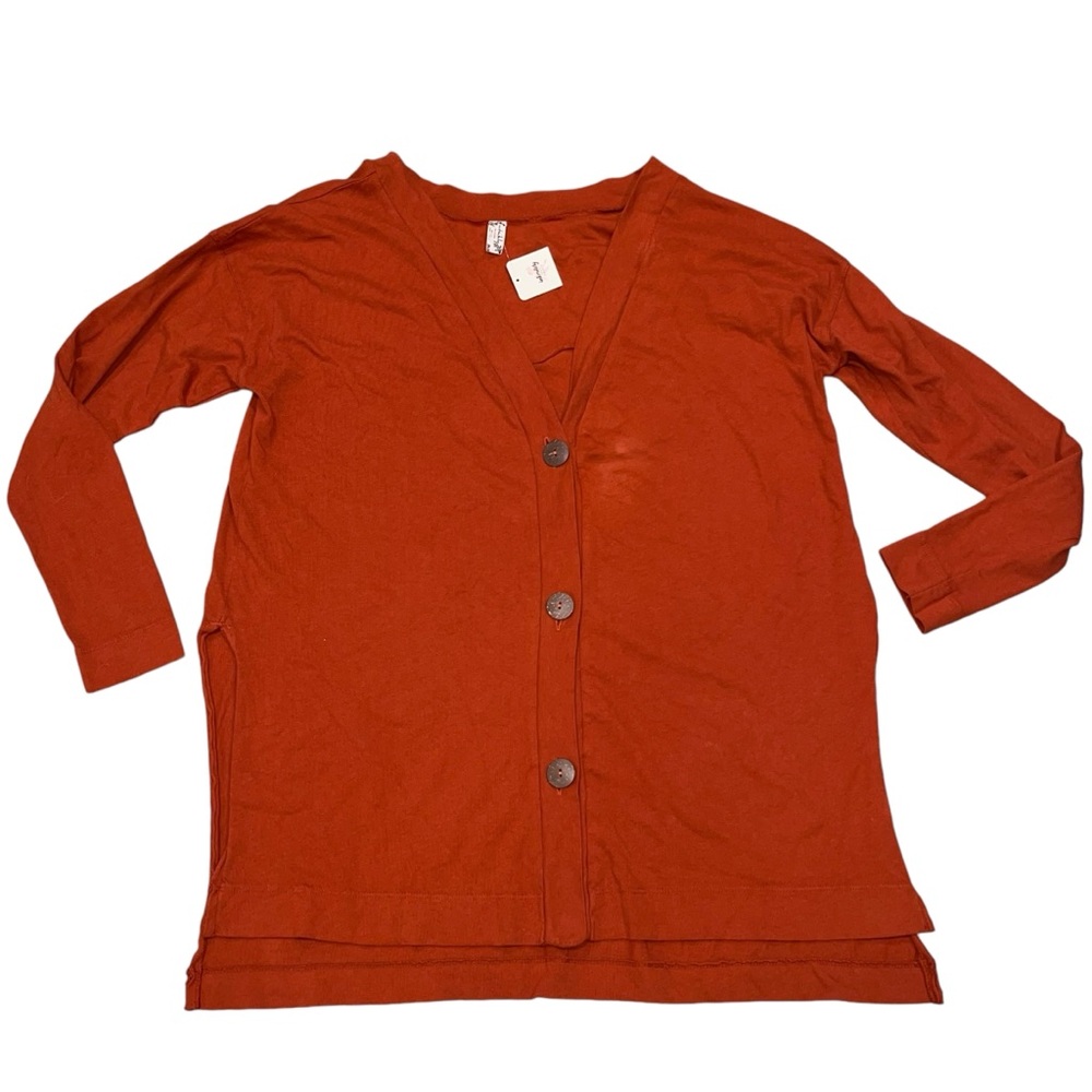 NEW Free People Intimately Terra Cotta Oversized Organic Cotton Knit Cardigan
